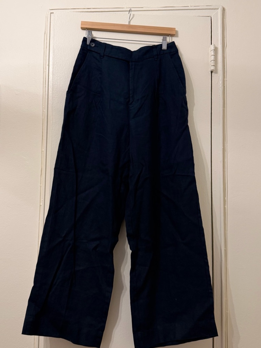 Madewell Harlow Linen Wide Leg Pant Navy Size 8